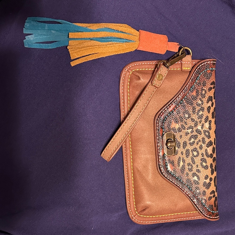 Leopard Print Brown Clutch with Tassel